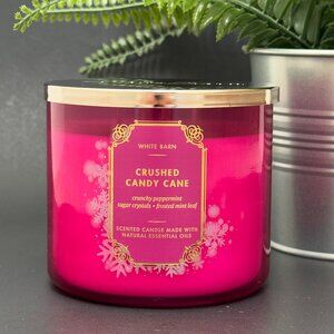 BBW Crushed Candy Cane White Barn Bath & Body Works 3 Wick Candle